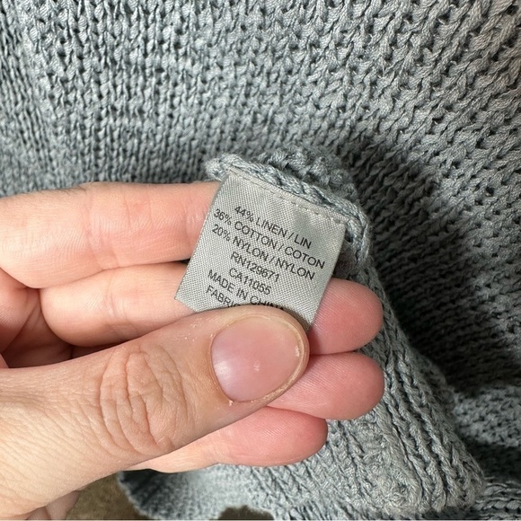 360 Sweater Gray Knit Pullover Crewneck Cotton Linen - Picture 5 of 6